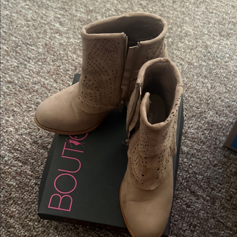 Pierre Dumas Taupe Perforated Ankle Boots